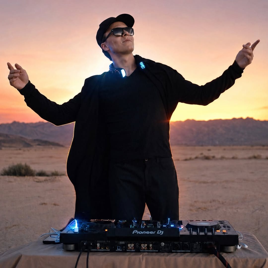 NAŸL at the decks at sunset in the desert at Joshua Tree